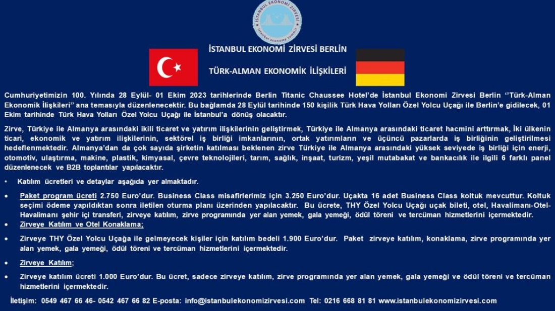 Istanbul Ekonomi Zirvesi Berlin